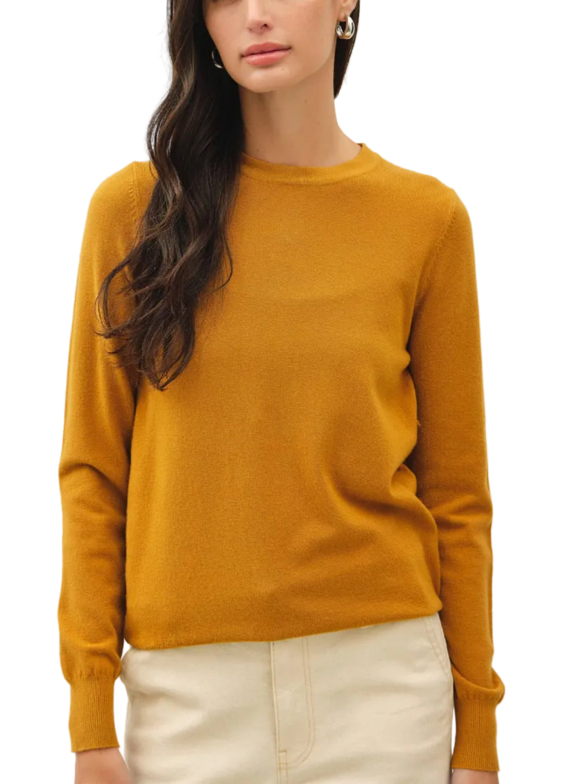 NEW COLOR Golden Rod -VISCOSE CREW NECK SOFT KNIT SWEATER