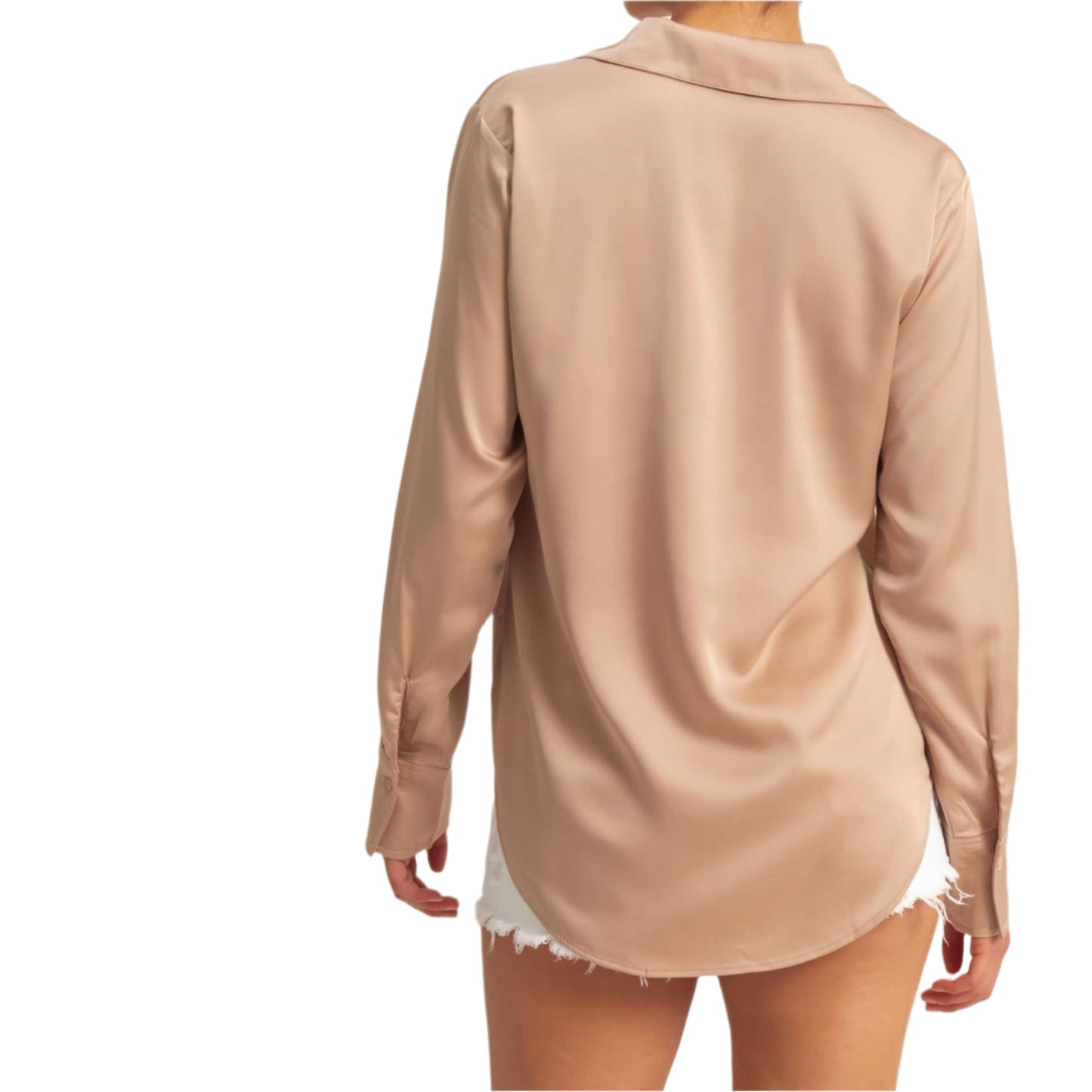 Spring Mocha Satin Blouse