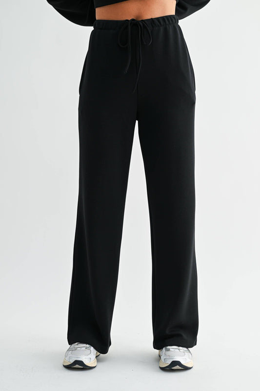 Black Laguna Wide-Leg Pant: Black