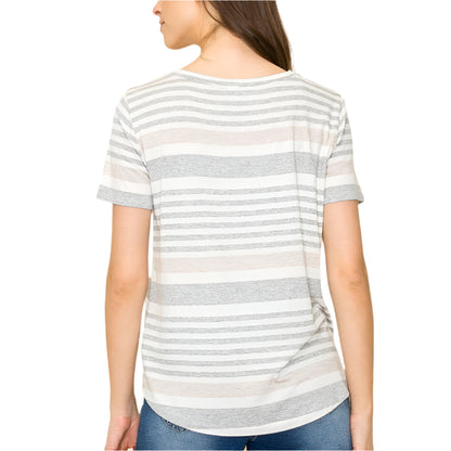 Heather Gray Crew Neck Stripe Tee