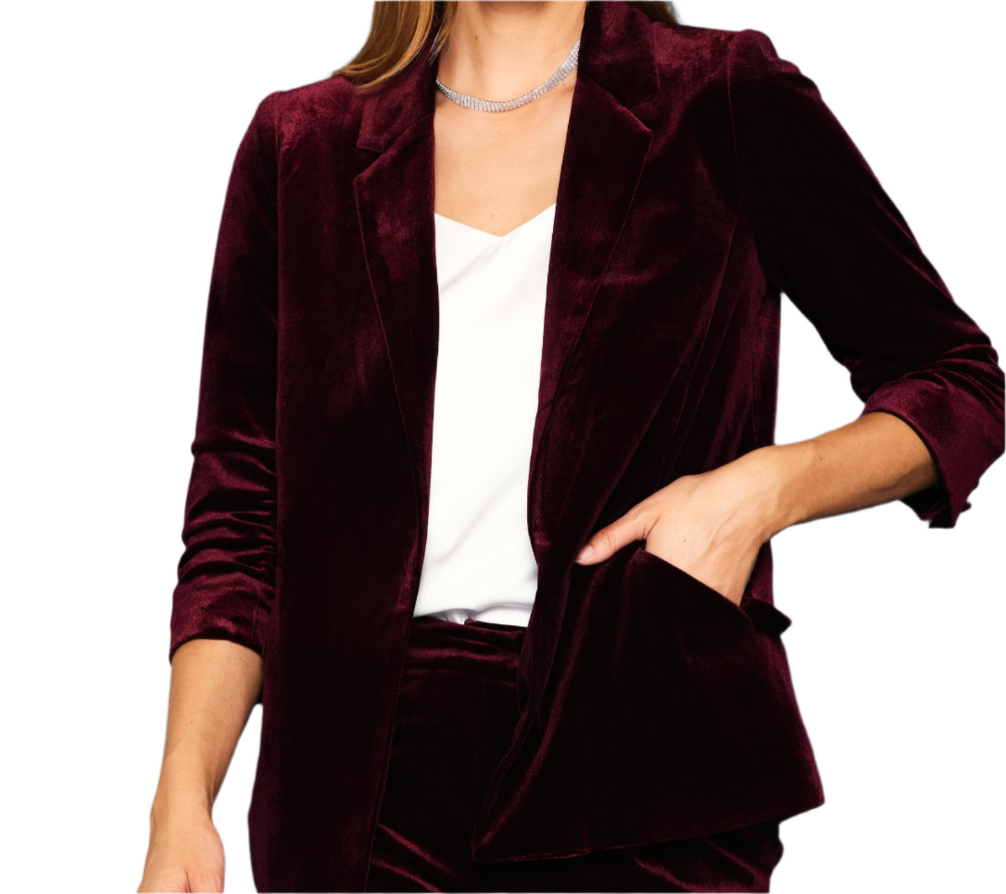 Ruched Velvet Blazer