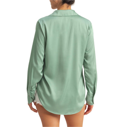 Spring Sage Satin Blouse