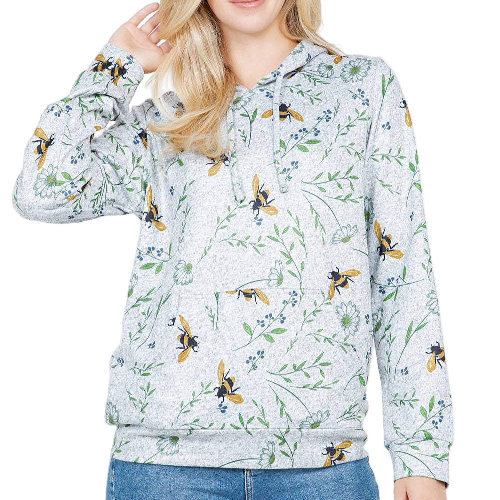 Bee Floral Pullover Hoodie