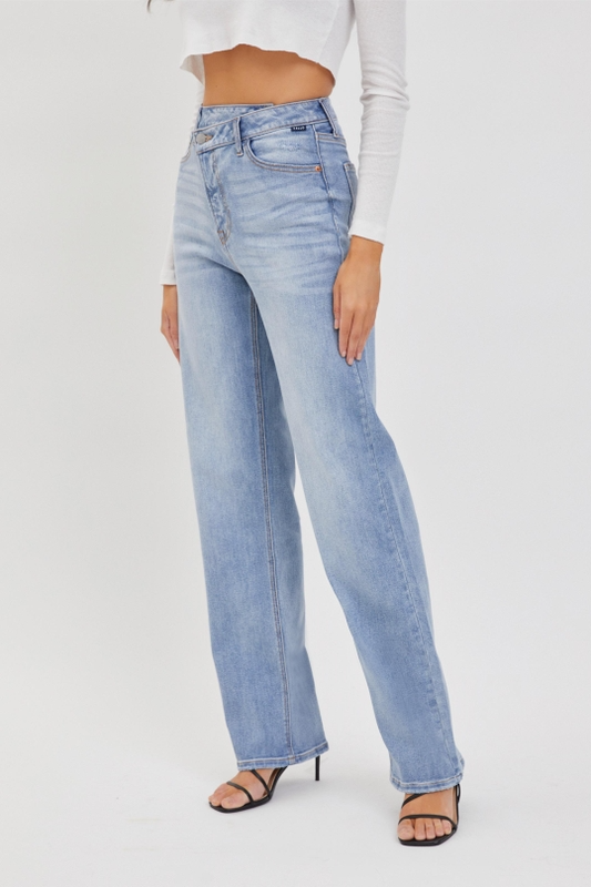 Super High Rise Dad Jean with Re-Positioned Button Closure
