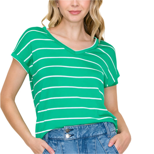 Green Striped Top