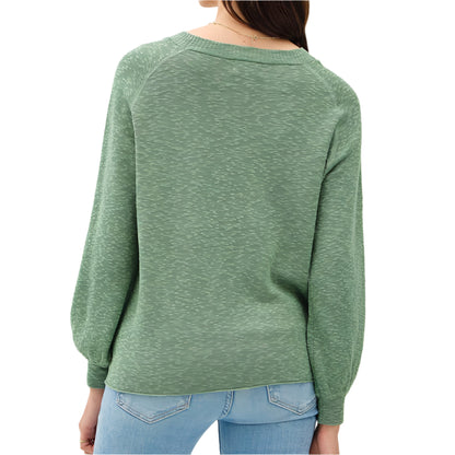 Sage Raglan Slub-Knit Spring Sweater