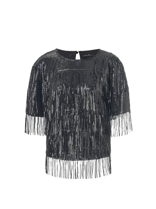 Black Over Sized Fring Shirt