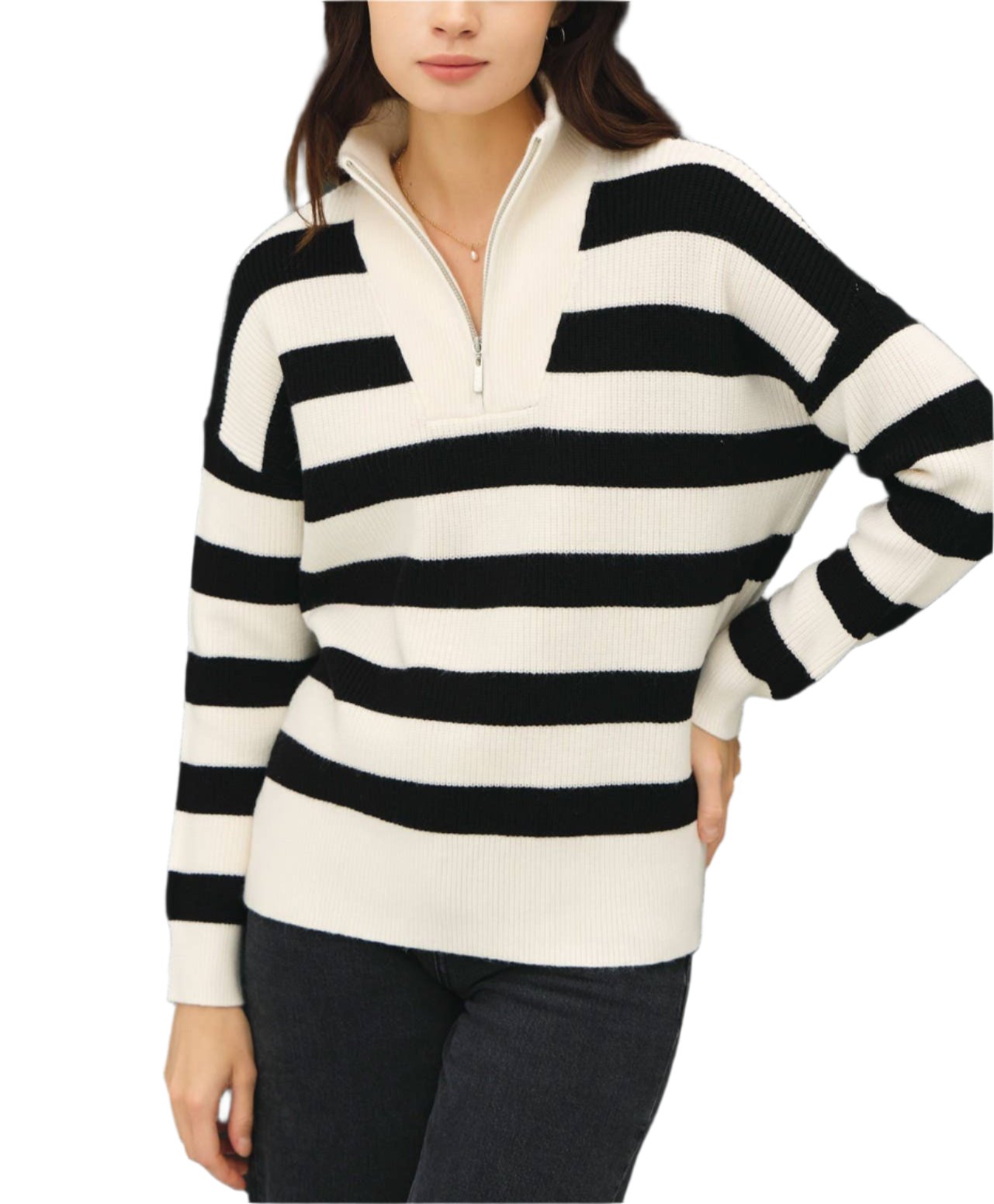 Black Striped Over Sized Sweater