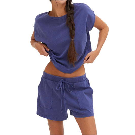 Dusty Indigo Matching Top And Shorts Set