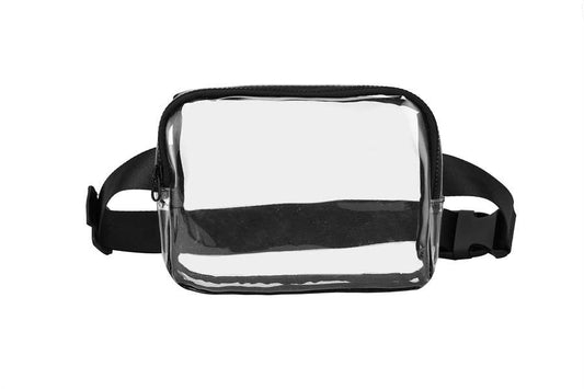 Clear See Thru Belt Waist Handbag: Black