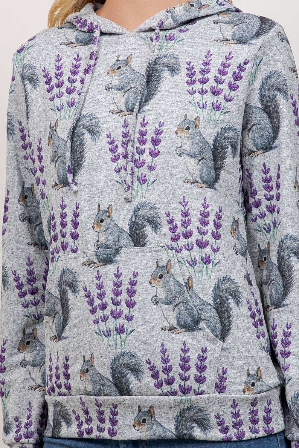 Squirrel Print Pullover Hoodie