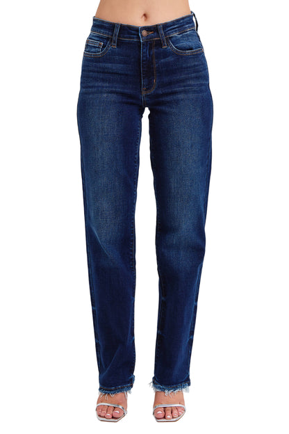 Mid Rise Straight Leg with Fray Hem