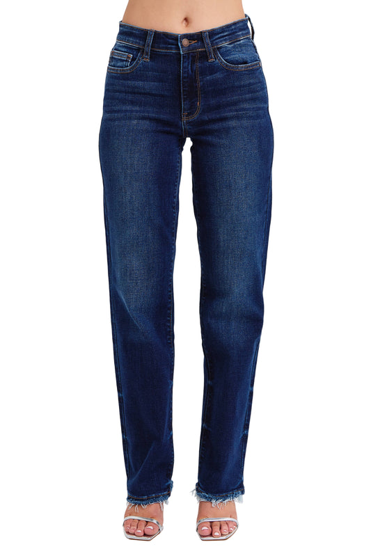 Mid Rise Straight Leg with Fray Hem
