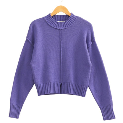 Iris Purple Mock Neck Seam Front Sweater