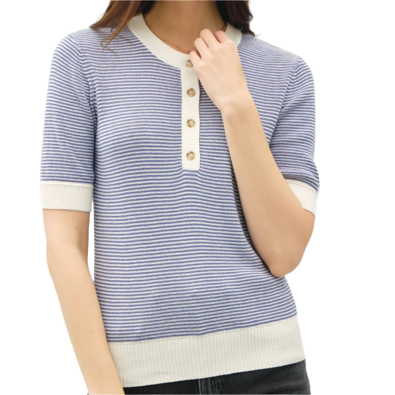 Blue Striped Henley Top