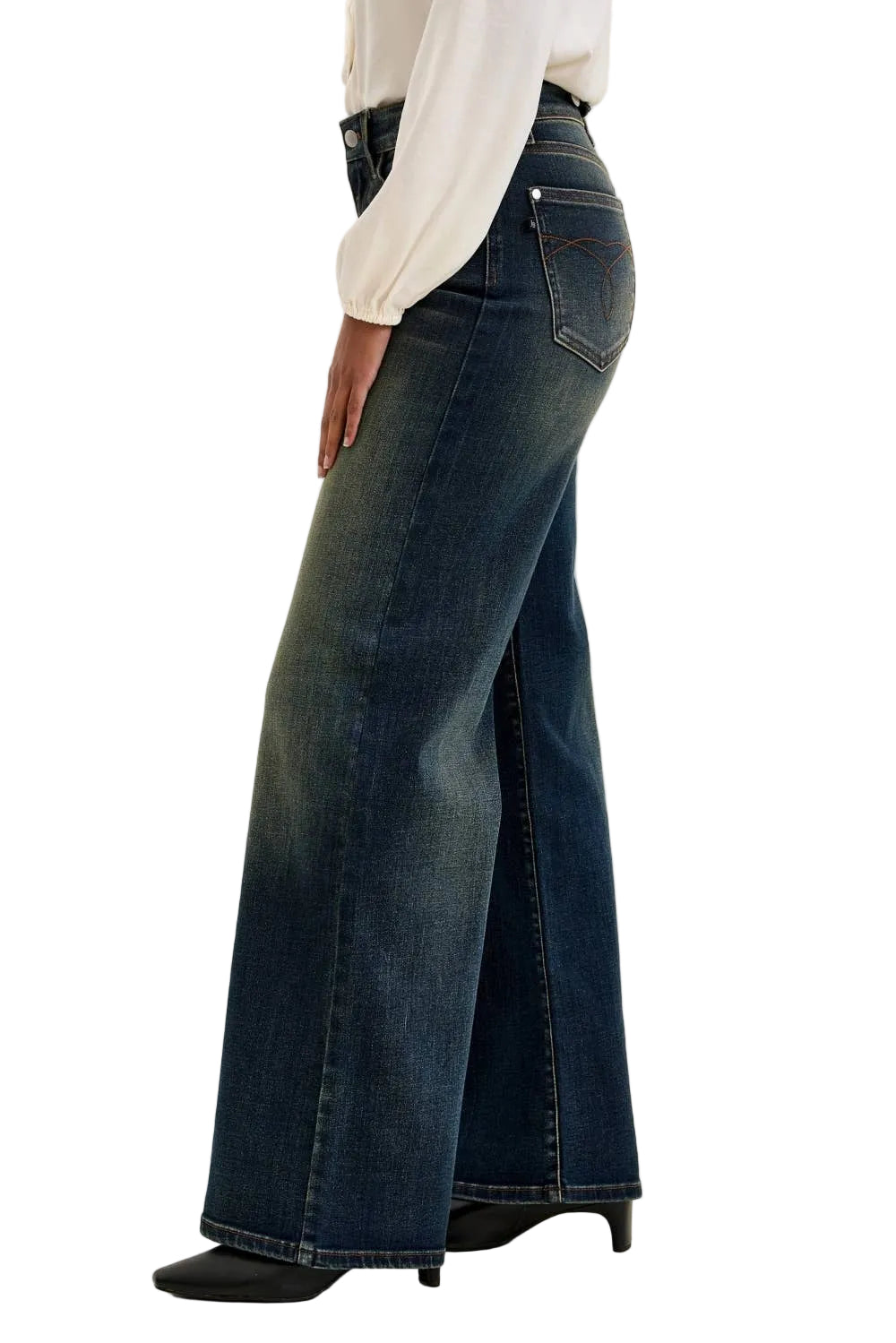 HW LUX Retro Wide w/ Adjustable BK Tab DK Whisky Night Jeans