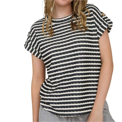Black / Gray Textured Knit Top