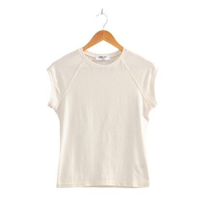 Basic Raglan Cap Sleeve Tee: WHITE