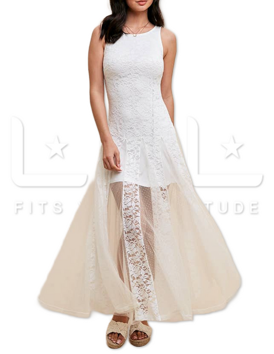 Lace Paneled Sleeveless Dress / Bridal On A Budget