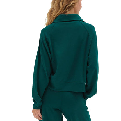 Hunter Green Half Zip Collar Sweatshirt