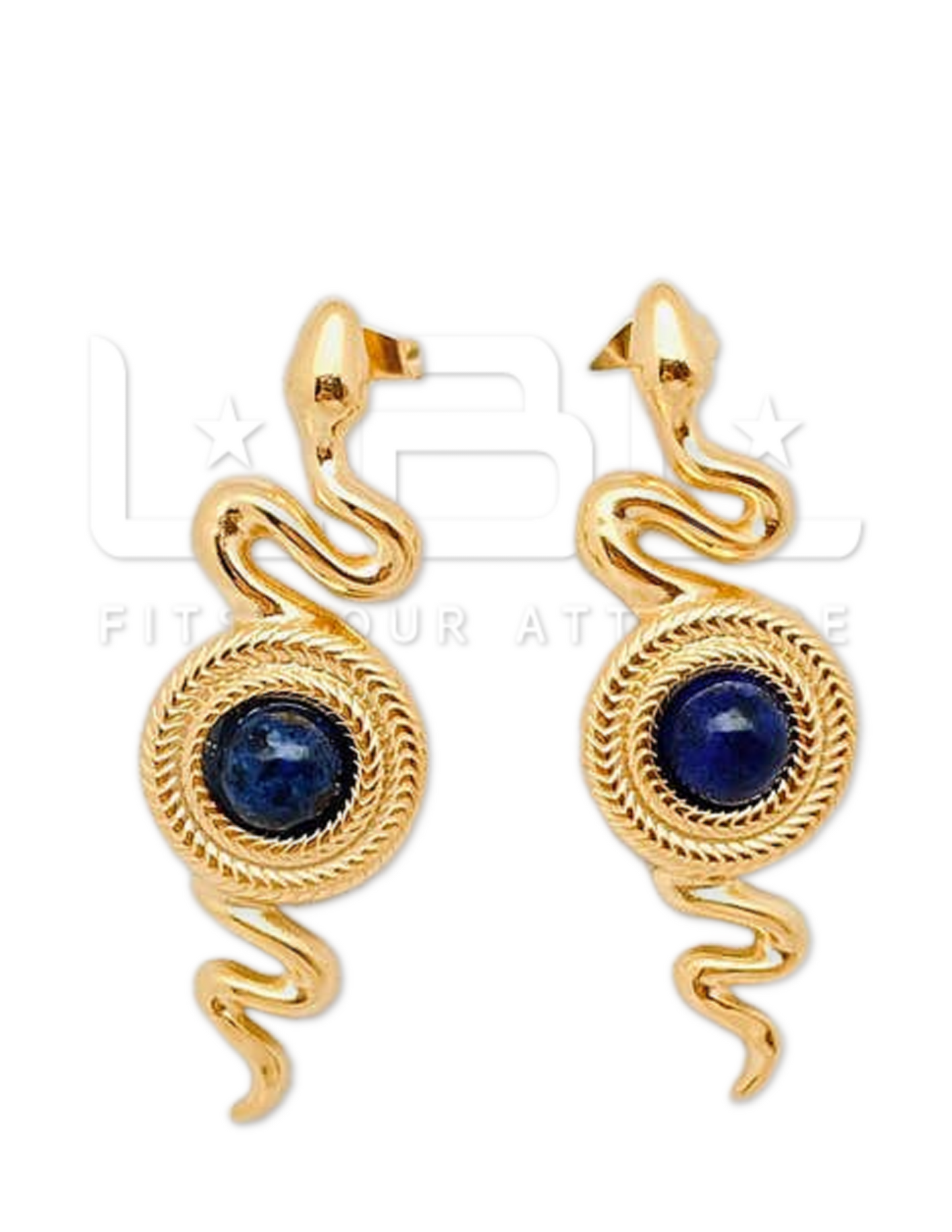 Inlaid Lapis Lazuli Snake Shaped Post Earrings( In-Store Only - Pre-order Pick Up )