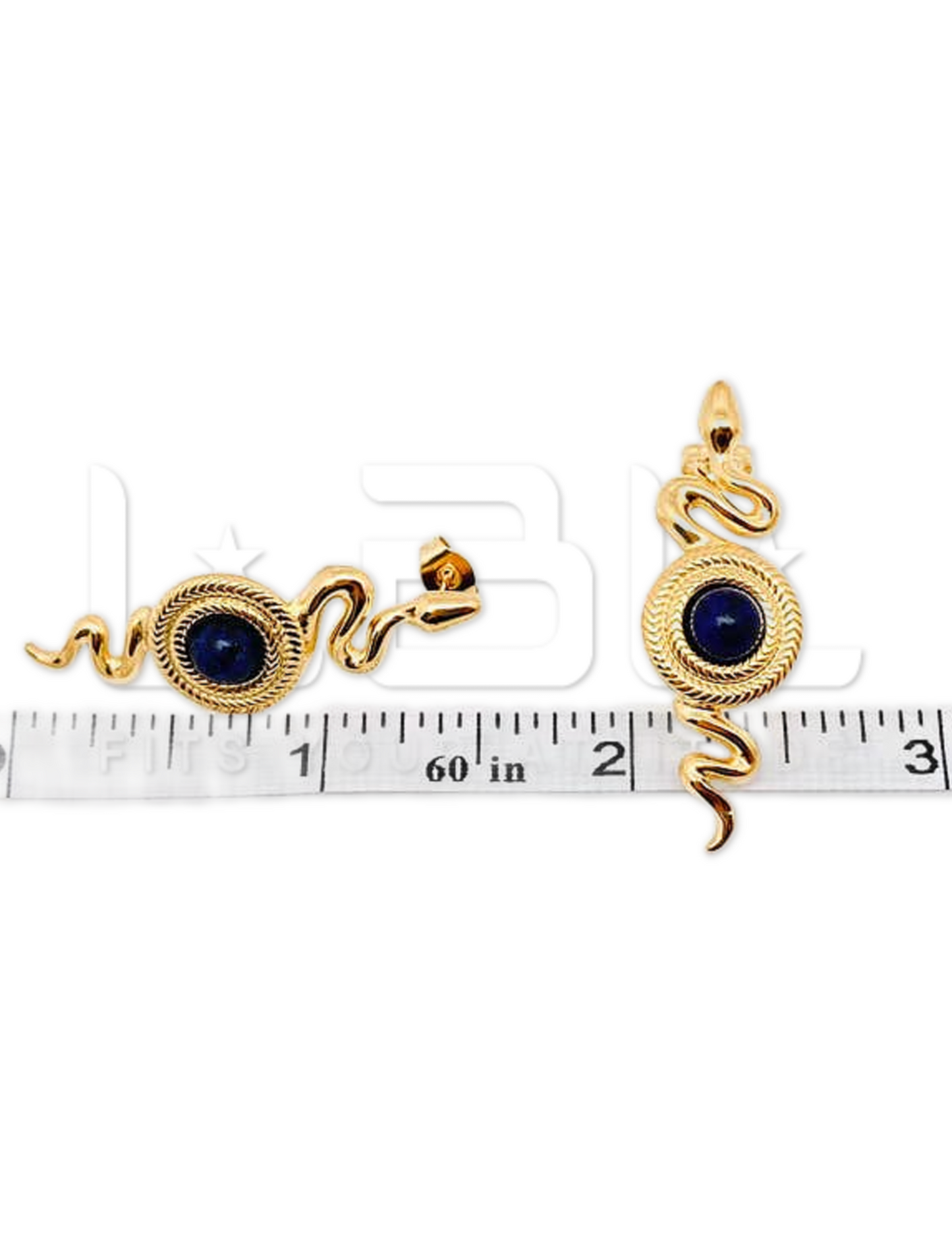 Inlaid Lapis Lazuli Snake Shaped Post Earrings( In-Store Only - Pre-order Pick Up )