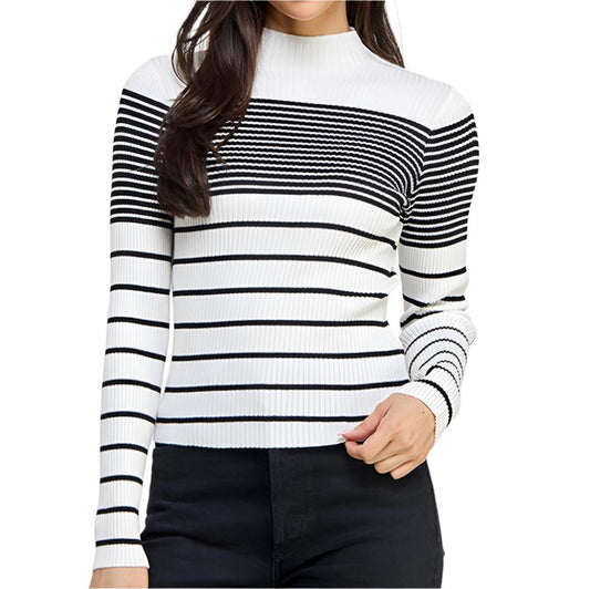 White/ Black Stripe Sweater