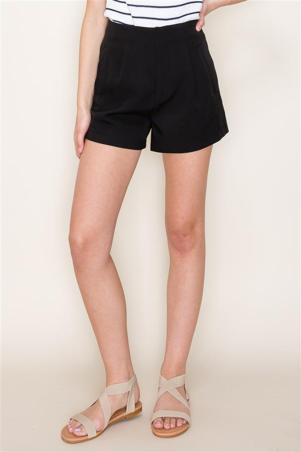 Luxe High-Waisted Tailored Shorts - Black