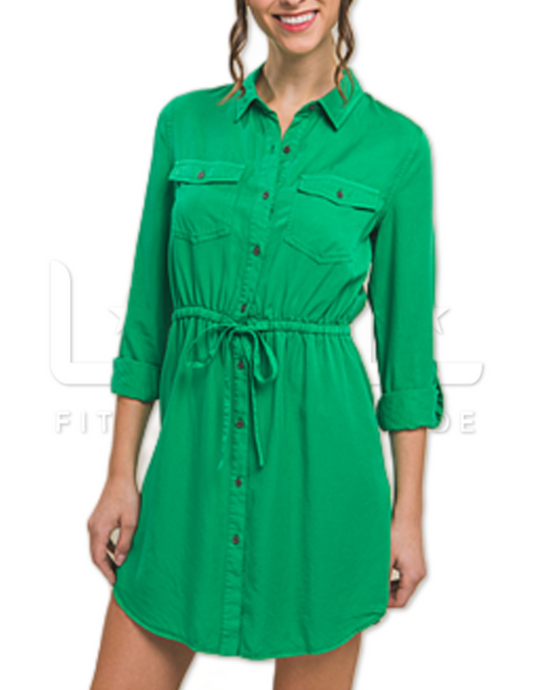 Best-selling tunic dress in Tencel - Kelly Green