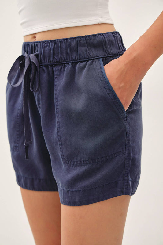 Dark Denim High Rise Tencel Short
