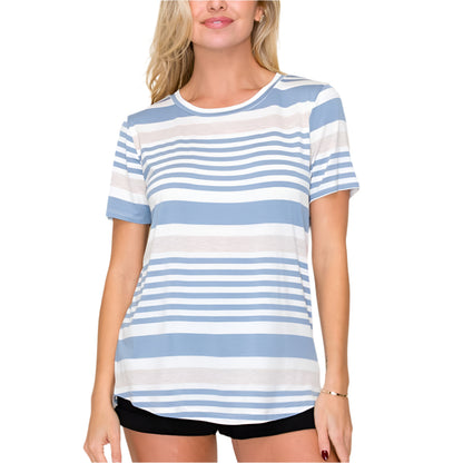 Ocean Blue Crew Neck Stripe Tee