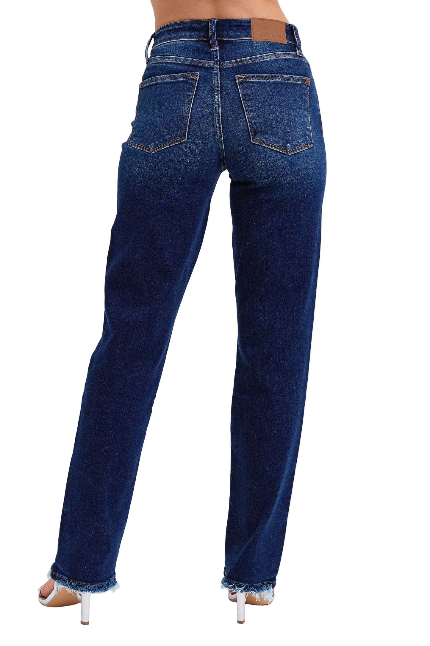 Mid Rise Straight Leg with Fray Hem