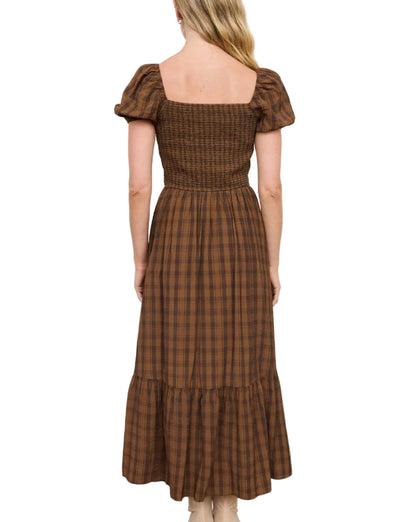 Burgandy Puff Cleeve Fall Dress