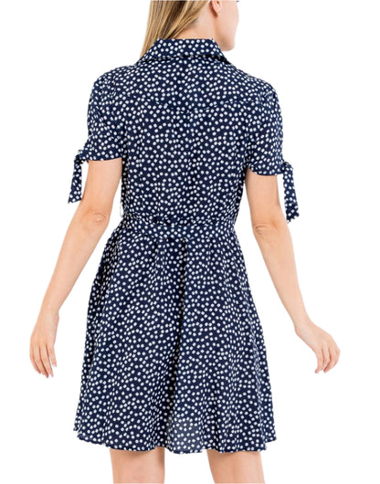 Navy Floral Print Dress