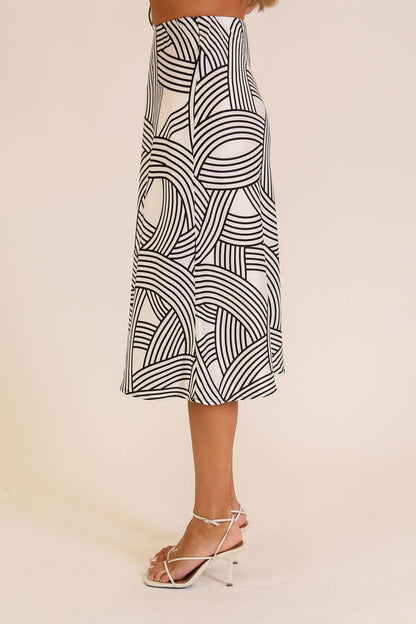Abstract Print Midi Skirt