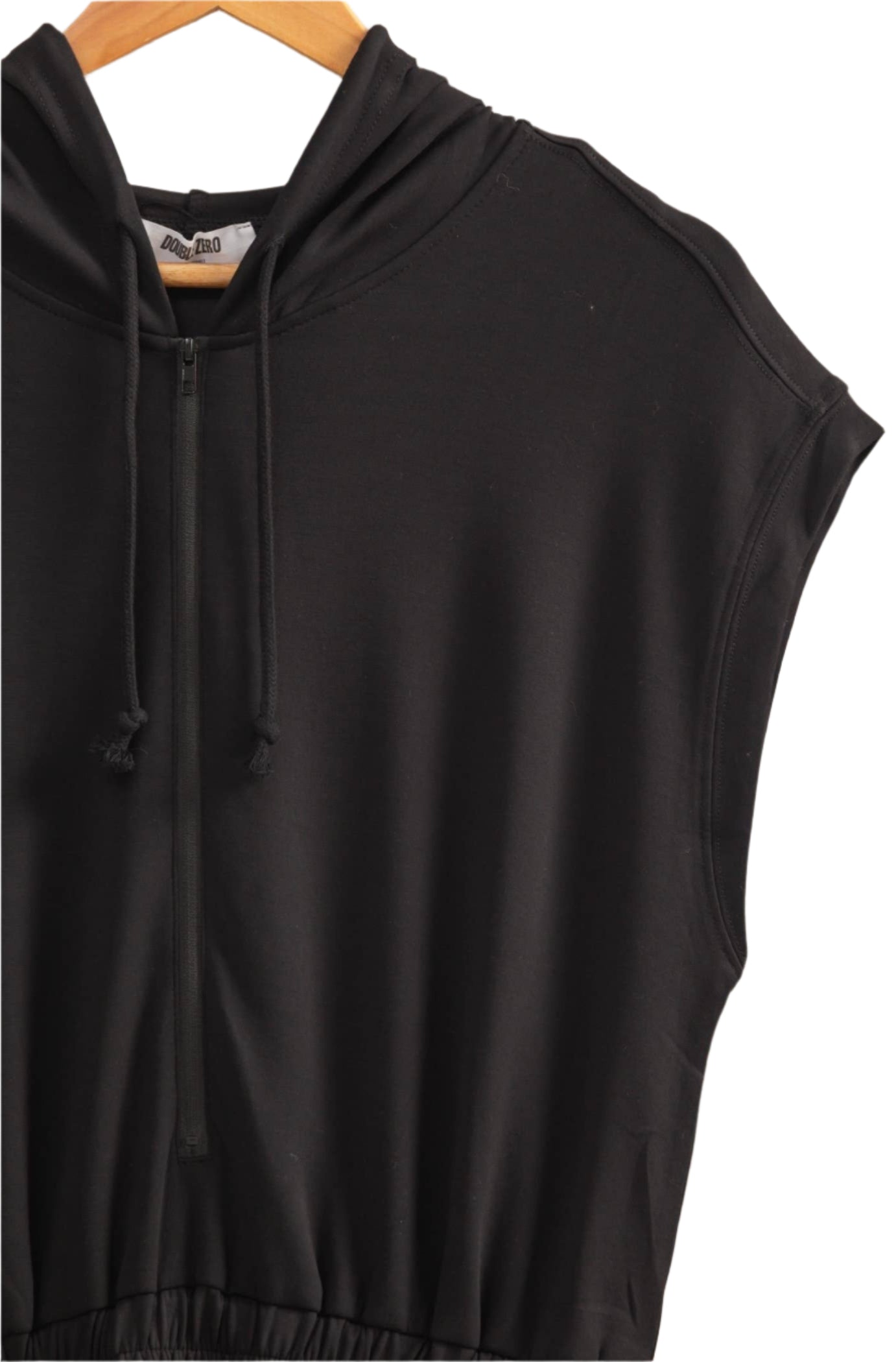 Black Half Zip Hooded Romper