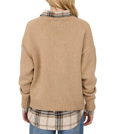 Khaki Crewneck Teddy Sweater