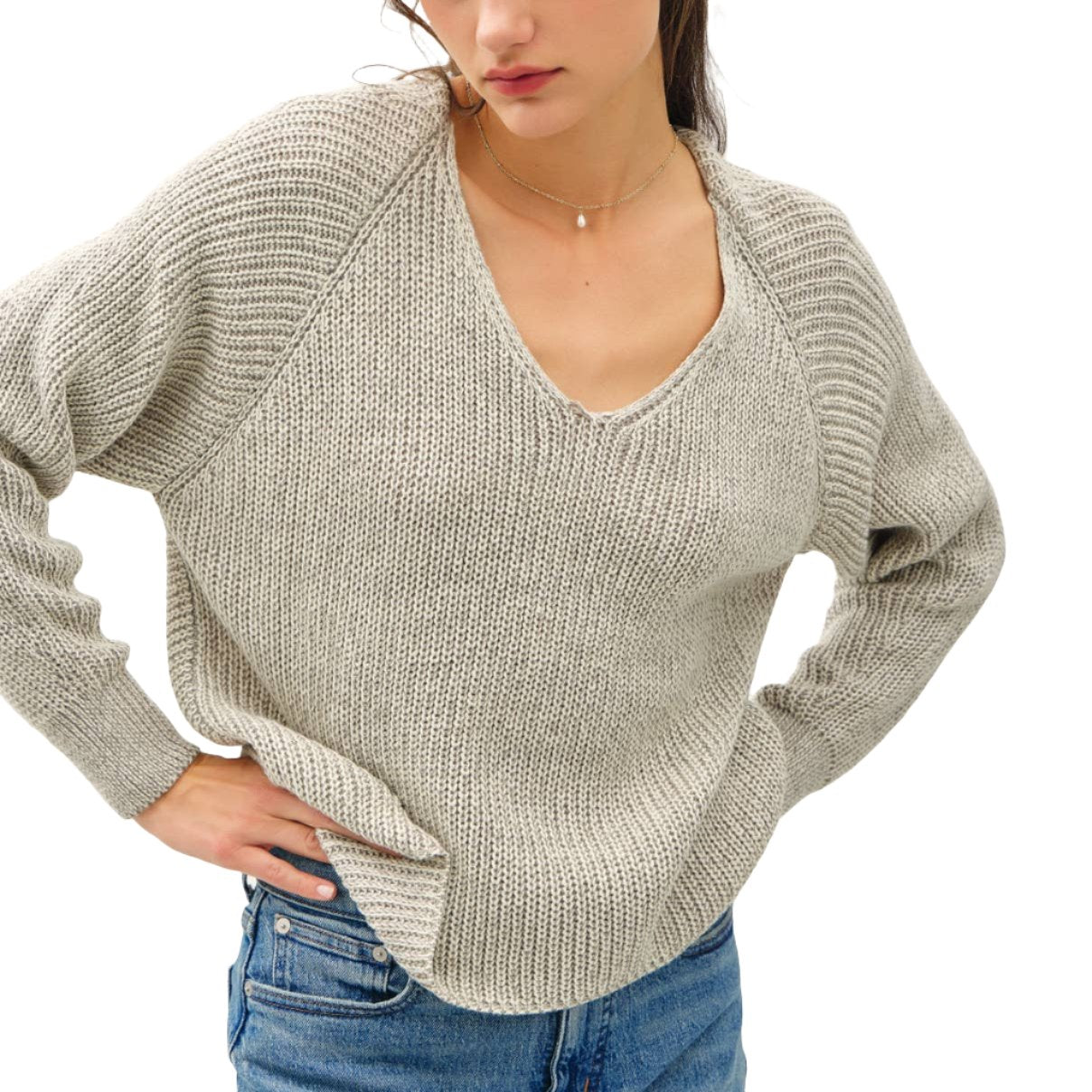 V-Neck Acid Wash Sweater