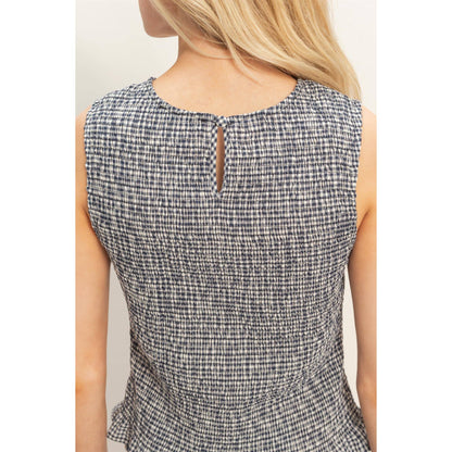 Dark Navy Smocked Sleeveless Top