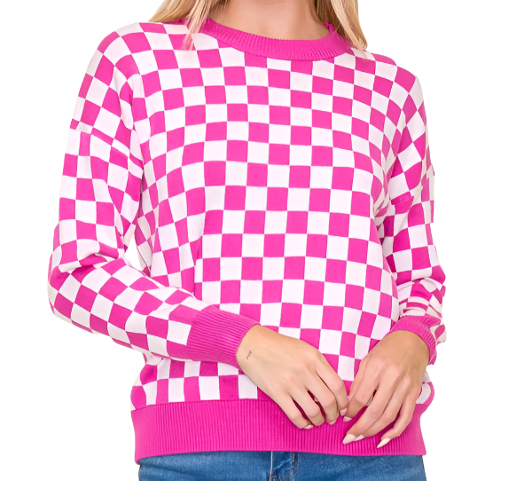 Checker Magenta Sweater