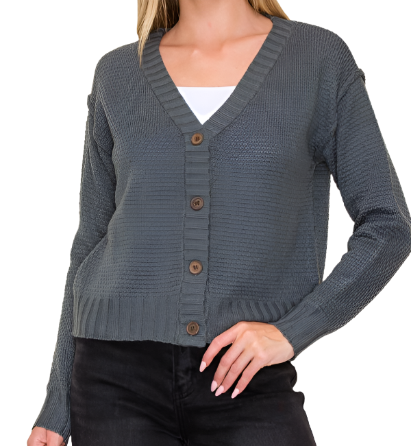 V-Neck Texture Cardigan