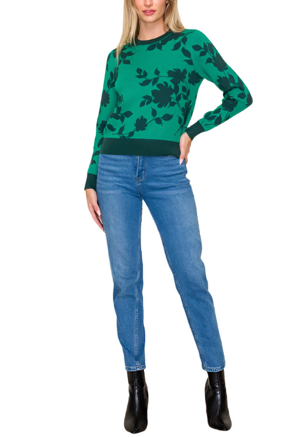 Emerald Green Flower Sweater