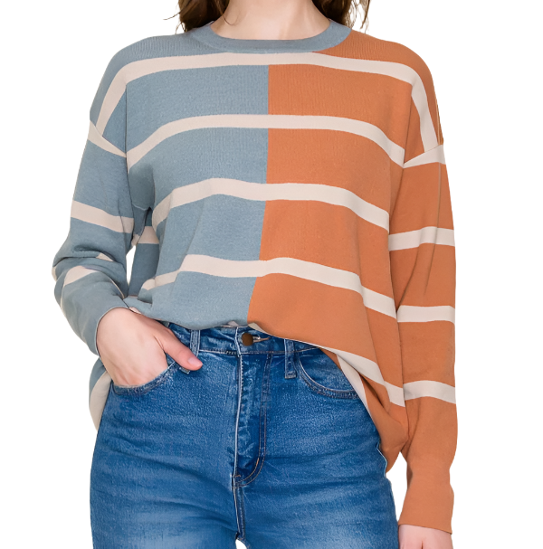 Slate / Hazelnut Color Block Sweater