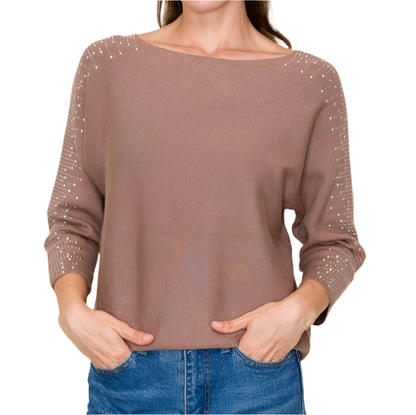 Mocha Rhinestone Sweater