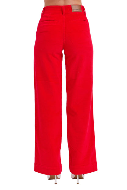 Christmas Red High Waisted Corduroy Trouser