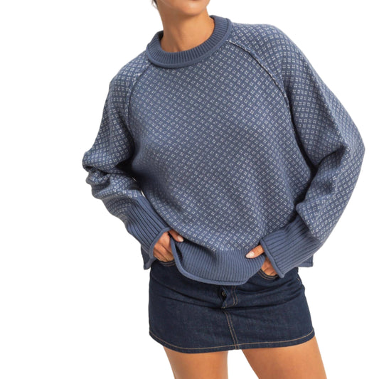 Dusty Blue Patterned Sweater
