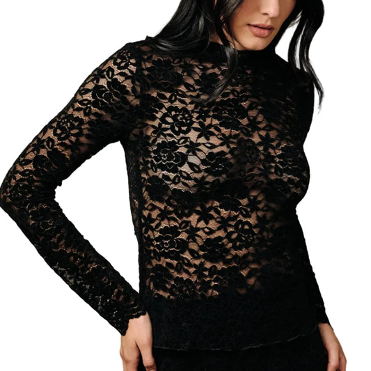 Black Soft Lace Mock Must Have!
