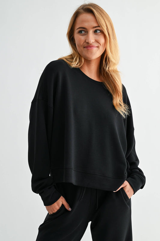 Black Laguna Dropped Shoulder Sweatshirt