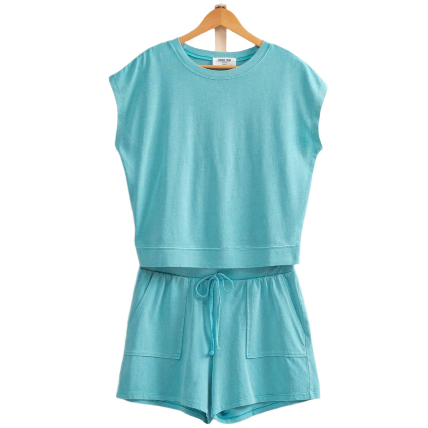 Iced Aqua Matching Top And Shorts Set