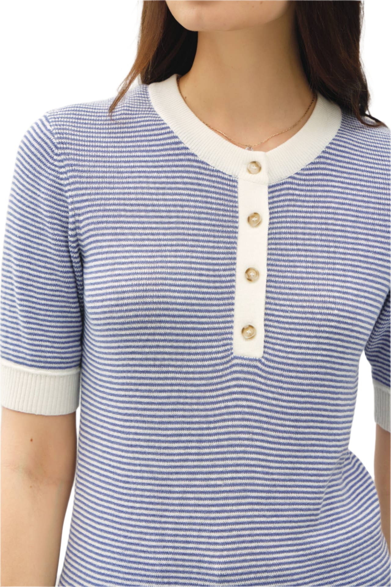 Blue Striped Henley Top